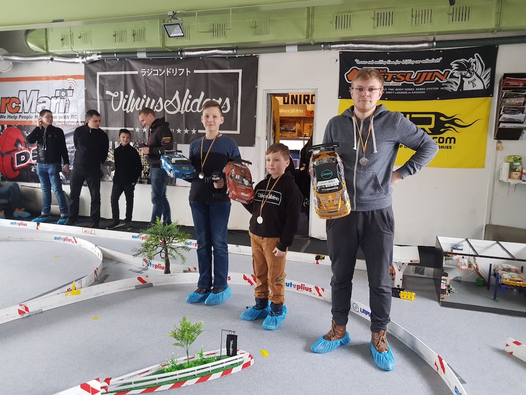 2018 Baltijos šalių RC drifto čempionato I-ojo etapo AWD klasės nugalėtojai